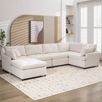 Canapé sectionnel convertible en U Okak avec pouf mobile, canapé rembourré moderne à 6 places pour salon, appartement