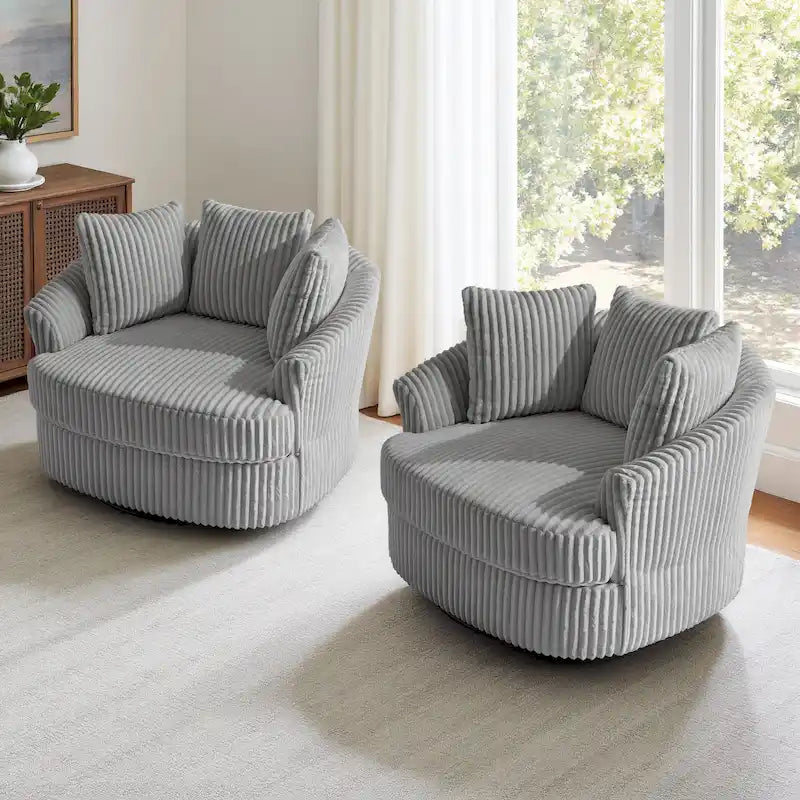 DREAMSIDEA Lot de 2 fauteuils pivotants recouverts de tissu, accoudoirs encastrés