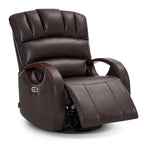 Fauteuil inclinable, pivotant et berçant électrique en similicuir avec appuie-tête réglable pour chambre de bébé, PR616
