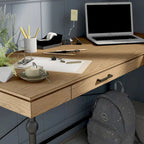 Bureau d'ordinateur d'angle en métal de 59 pouces Haley Farmhouse avec ports USB par Furniture of America