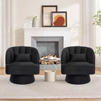 Fauteuil pivotant GustoWave avec accoudoirs, fauteuil rond en velours pivotant à 360° de style Mid-Century, fauteuil moderne pour salon