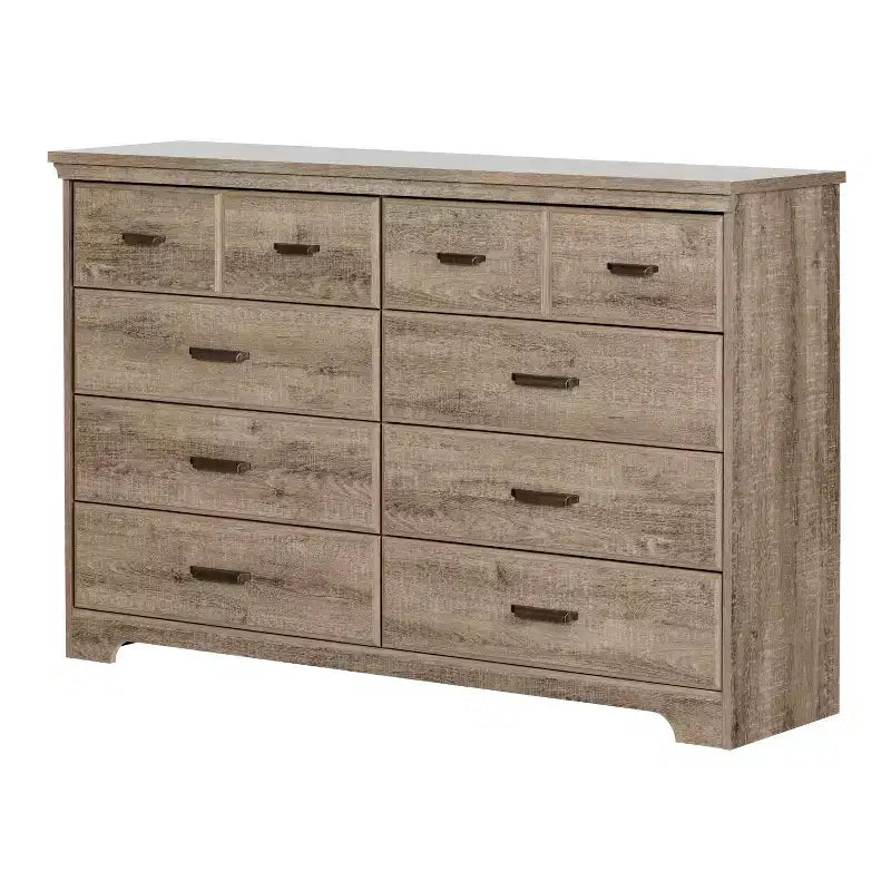 Commode horizontale HomeStock de 5,25 po H en aggloméré avec 8 tiroirs au fini brun