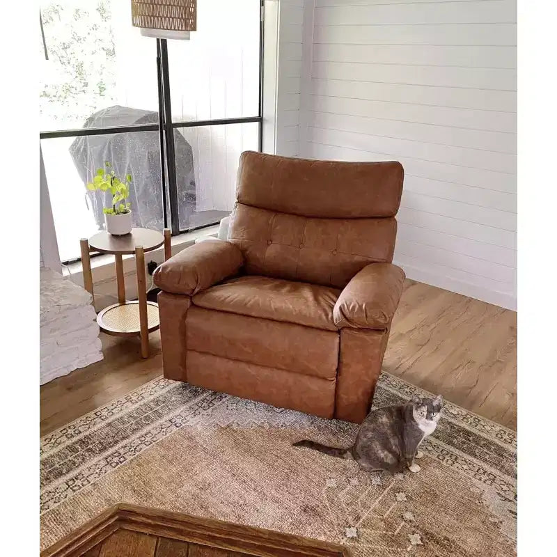 Fauteuil inclinable en cuir surdimensionné, inclinable manuel extra large, chaise longue avec accoudoirs et dossier confortables en éponge 1,5X pour salon, chambre