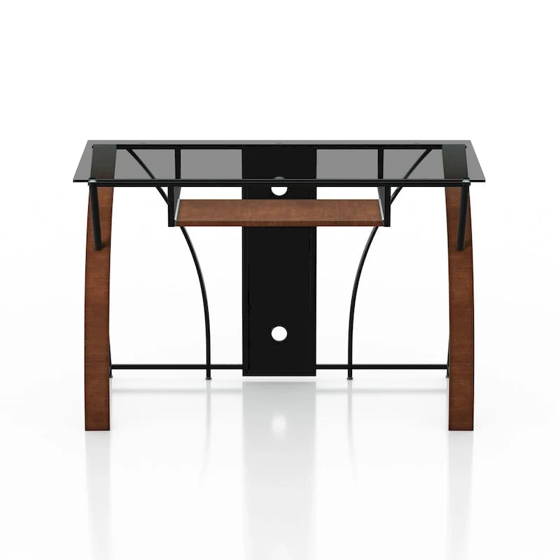 Bureau informatique en verre teinté gris moderne Falt de 47 pouces par Furniture of America