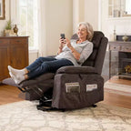 Fauteuil inclinable et releveur électrique VEVOR, Fauteuil releveur double moteur de taille moyenne avec chauffage et massage pour personnes âgées, Position réglable, Télécommande, Marron