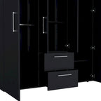 19.8 Armoire quatre portes moderne avec options de rangement multiples et accents métalliques