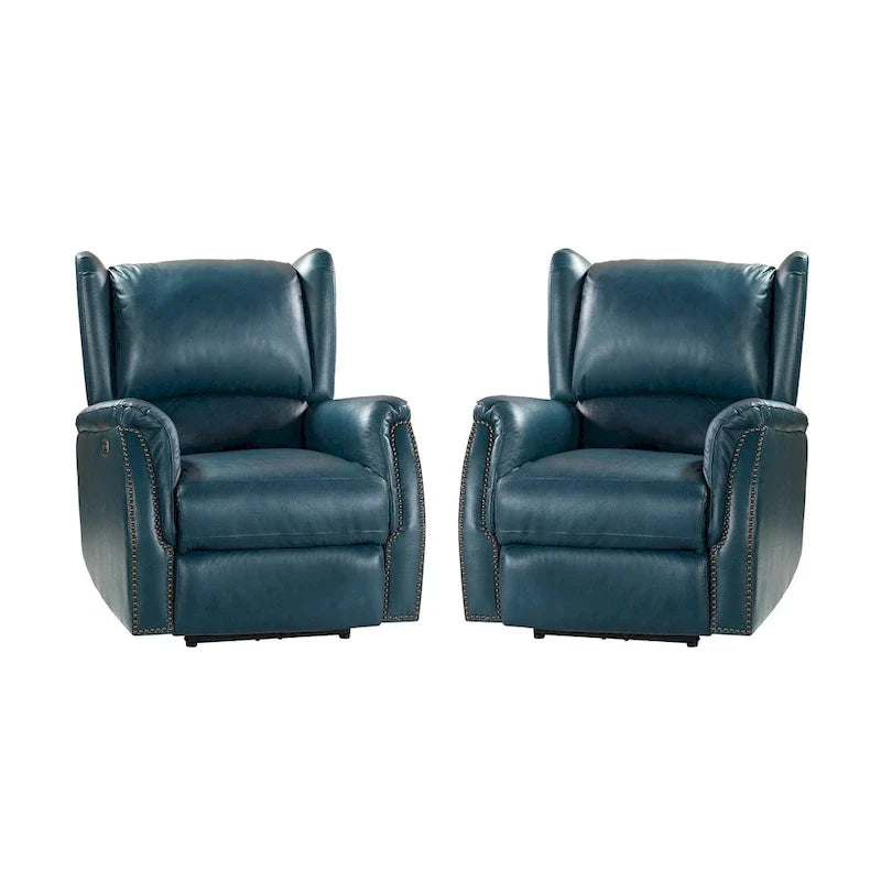 Fauteuil inclinable électrique Eduardo en cuir véritable avec port USB (ensemble de 2)