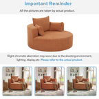 Fauteuil baril accent en chenille, Fauteuil de salon, Fauteuil rond avec base pivotante à 360 degrés et 3 coussins amovibles