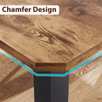 Table de salle à manger industrielle pour 6 à 8 personnes, table de cuisine en bois de 200 cm de long avec cadre en métal robuste et finition marron rustique - 6 places, comptoir rectangulaire