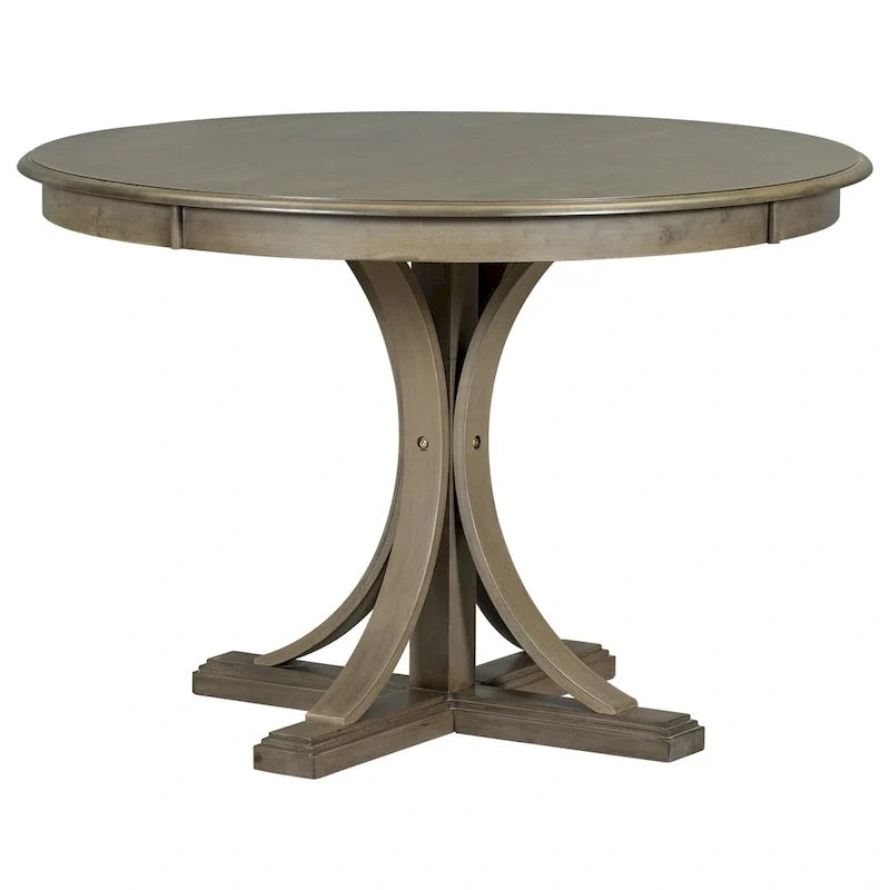 Ensemble de salle à manger 5 pièces en bois taupe rétro avec table à tréteaux courbés et 4 chaises