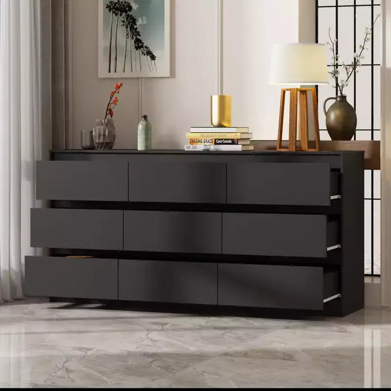 Famapy Commode Horizontale Minimaliste Moderne à 9 Tiroirs – Organiseur Spacieux pour Chambre/Salon