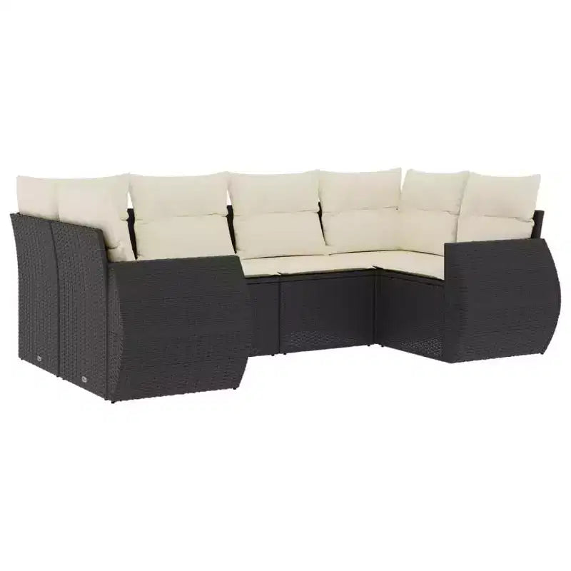 vidaXL Ensemble de canapés de jardin noir, blanc crème