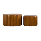 GDFStudio Philippa Tables basses gigognes rondes cannelées en bois style milieu du siècle (lot de 2)