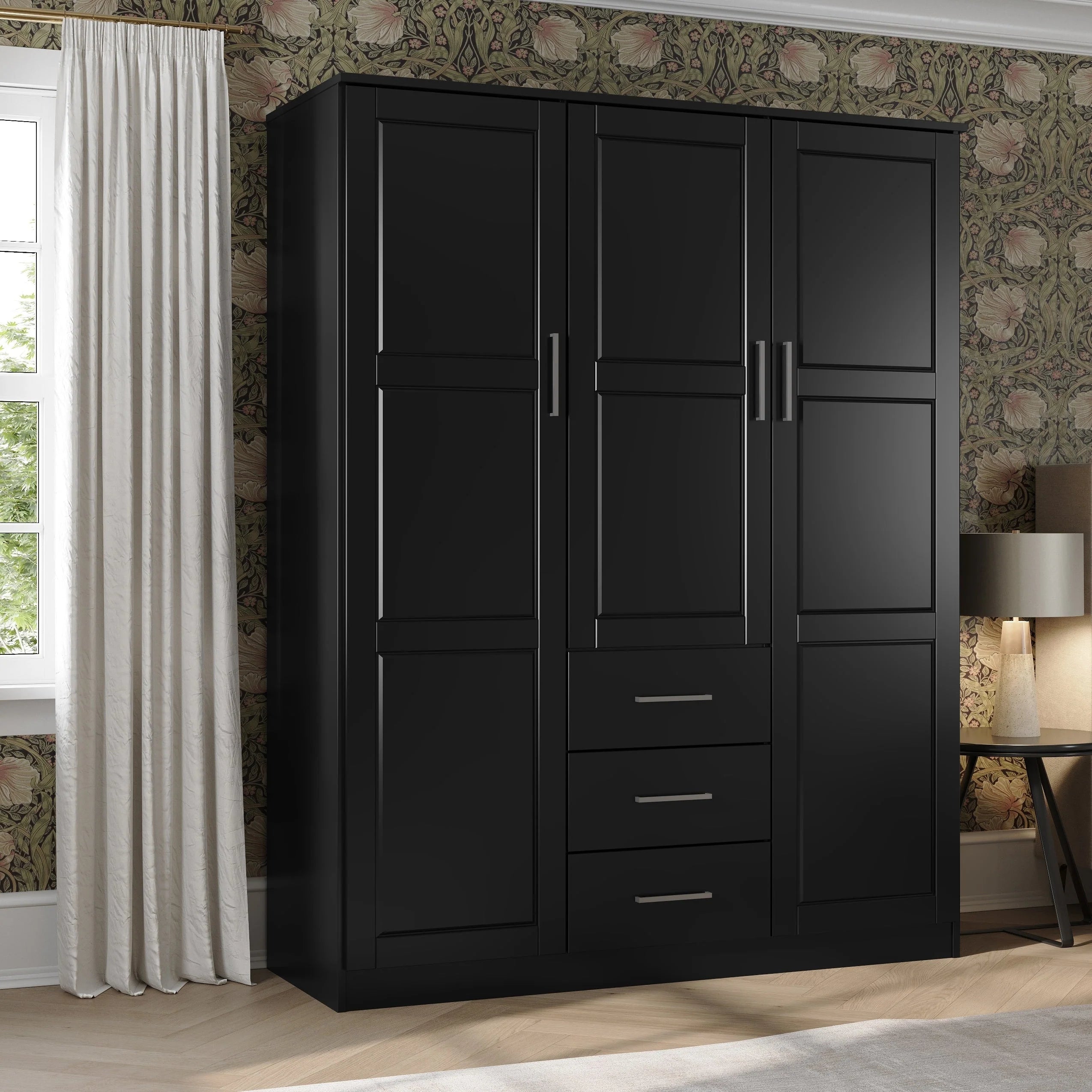 Palace Imports Armoire Cosmo 3 portes 100 % bois massif avec portes en bois massif ou portes miroir