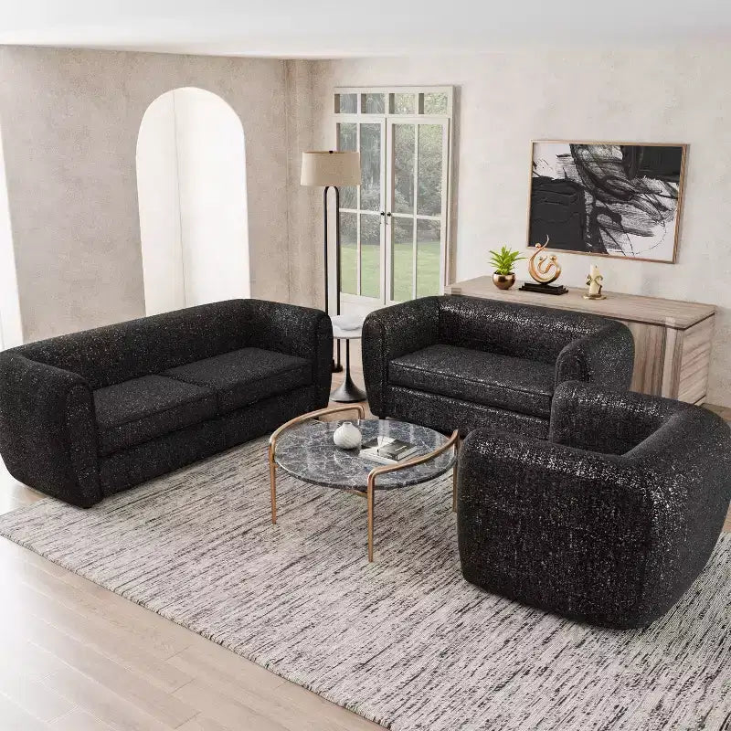HOMES: Intérieur et Extérieur Fauteuil d'appoint profond Sunhaven Contemporary en tissu bouclé