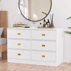 Commode de chambre d'enfant Coolmee avec plan à langer, commode bébé à 6 tiroirs avec kit anti-basculement, plateau étanche et rails de sécurité pour l'organisation du rangement
