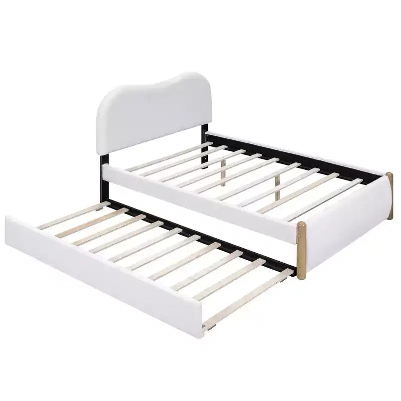 Cadre de lit plateforme rembourré pleine/double avec lit gigogne double – HABITRIO