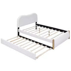 Cadre de lit plateforme rembourré pleine/double avec lit gigogne double – HABITRIO