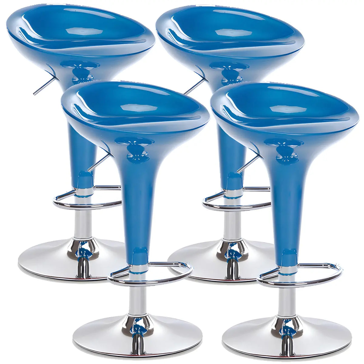 Tabouret de bar pivotant en plastique chromé réglable en hauteur