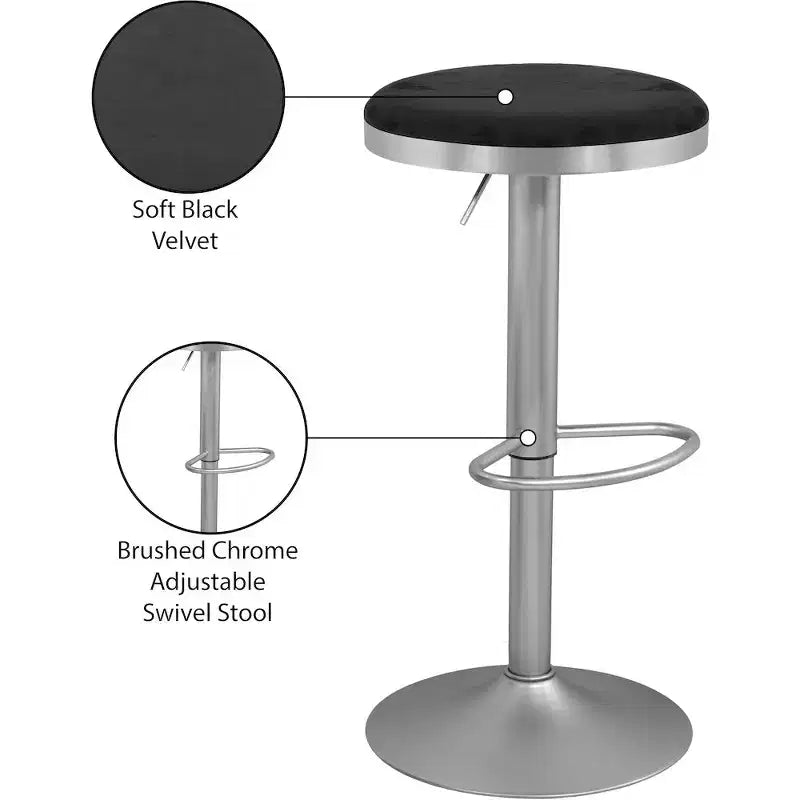 Tabouret réglable Meridian Furniture Brody en velours noir
