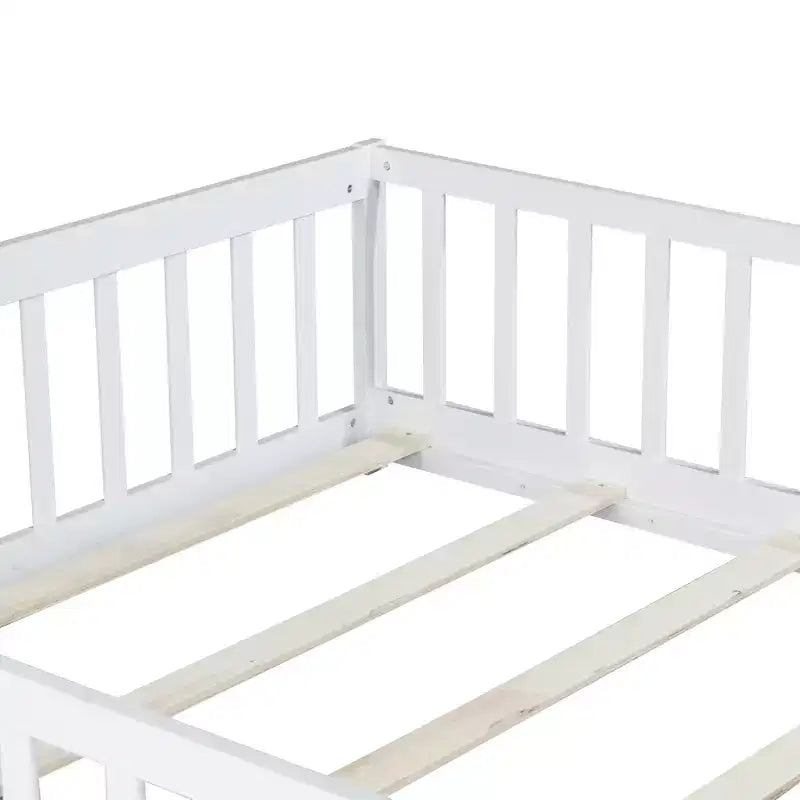 Lit au sol pleine grandeur Luxystar avec clôture et porte pour chambre d'enfant
