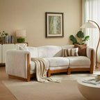 Christopher Knight Home Solara Canapé Moderne Courbé en Boucle Rembourré de 106,5 cm avec Cadre en Bois Massif