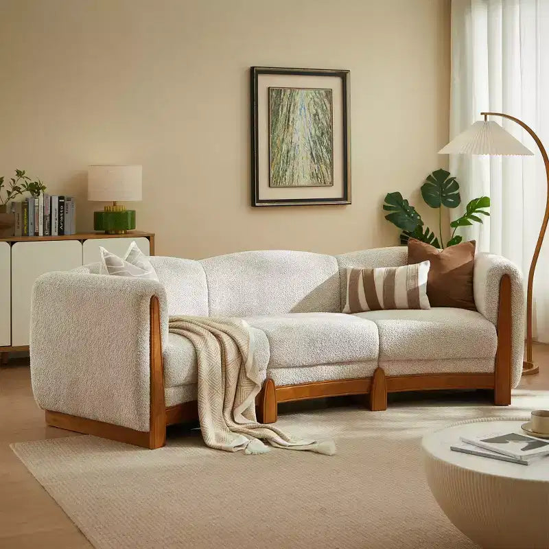 Christopher Knight Home Solara Canapé Moderne Courbé en Boucle Rembourré de 106,5 cm avec Cadre en Bois Massif