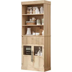 Élément haut de cuisine de 178 cm avec portes vitrées et tiroir - Rangement polyvalent pour le salon, le bureau, la salle à manger et l'entrée