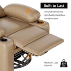 Fauteuil inclinable pivotant à bascule de 56 cm, inclinable paresseux en cuir PU avec éponge 1,5X, porte-gobelet et poches latérales, pivotant à 360° pour salon, chambre à coucher, chambre d'enfant
