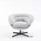 Fauteuil Okak, Fauteuil de bureau moderne en chenille, Fauteuil pivotant avec coussin amovible, Fauteuil de bureau rond, Base en métal et matériau en coton