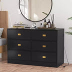 Commode de chambre d'enfant Coolmee avec plan à langer, commode bébé à 6 tiroirs avec kit anti-basculement, plateau étanche et rails de sécurité pour l'organisation du rangement