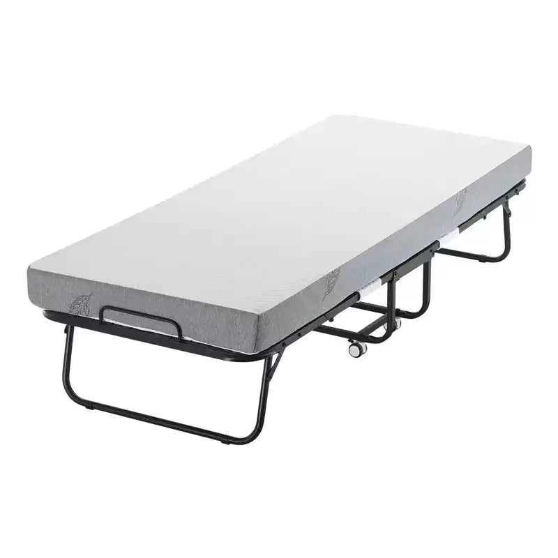 Lit pliant Zeus & Ruta 31x75 (taille double) avec 5 matelas, lit d'appoint portable pour adultes, gris