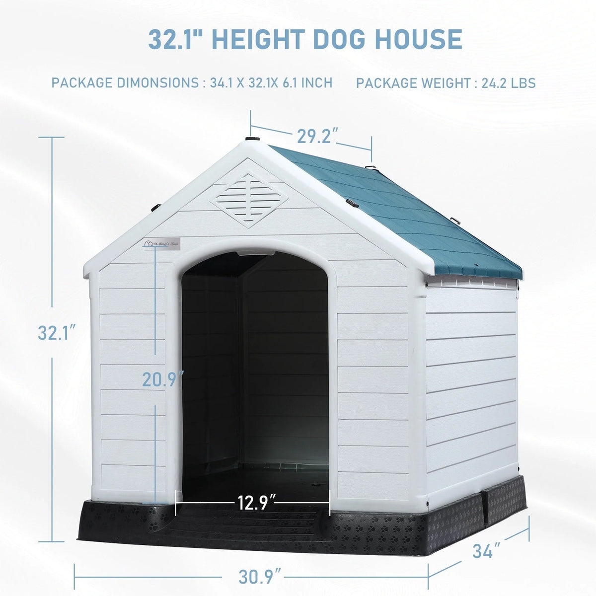 Niche pour chien en plastique BOSSIN, pour chiens de petite à grande taille, abri isolé intérieur/extérieur avec plancher surélevé