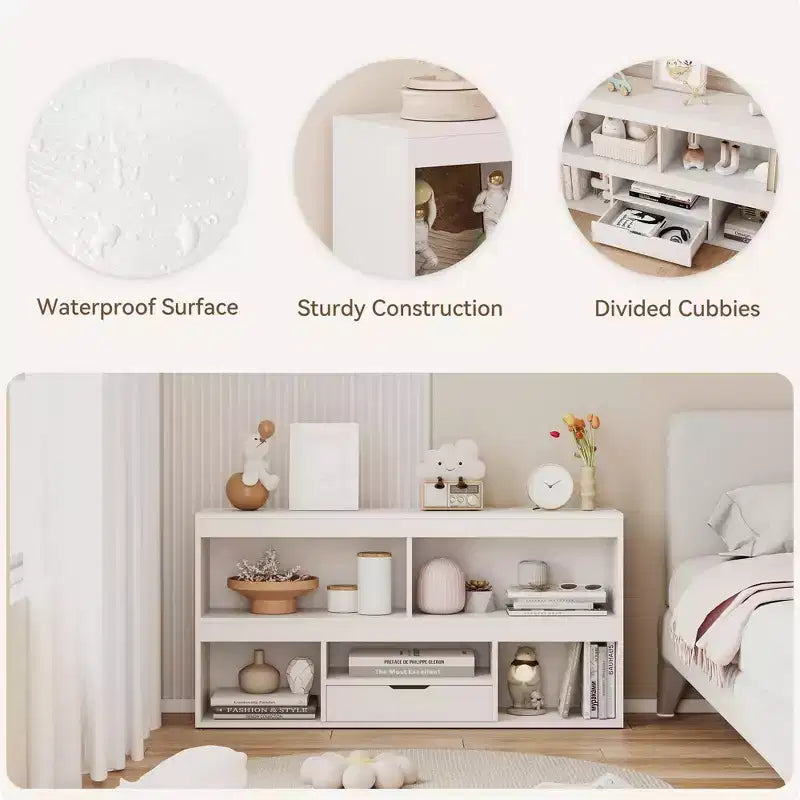 Organisateur de jouets, bibliothèque enfant 6 cubes Meuble de rangement en bois, étagères de rangement pour salle de jeux, classe, chambre d'enfant