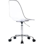 Chaise de bureau à roulettes sans accoudoirs, réglable en hauteur, en acrylique pivotant
