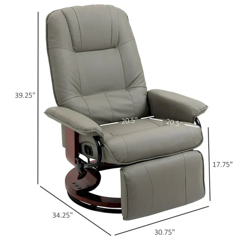 Fauteuil inclinable manuel pivotant en similicuir HomCom avec repose-pieds confortable et relaxant