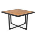 Ensemble de salle à manger d'extérieur 18 pièces en bois d'acacia, 8 chaises rembourrées, 8 poufs et 2 tables carrées