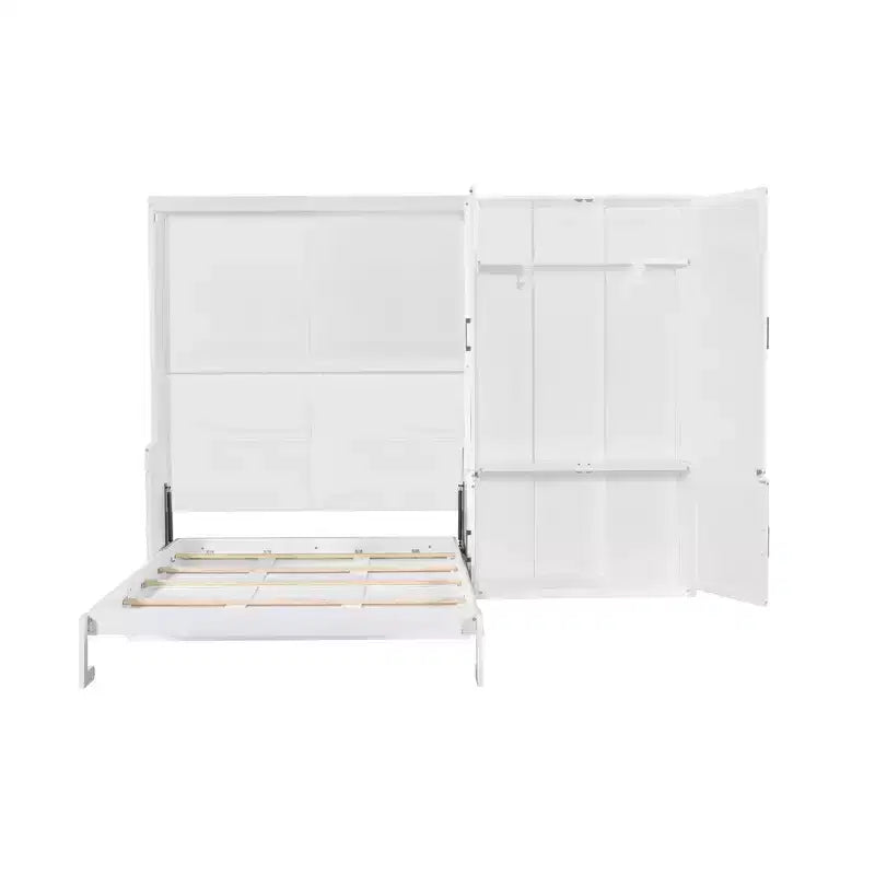 Lit escamotable Queen Size Whisen Modern Design, se pliant dans une armoire avec penderie