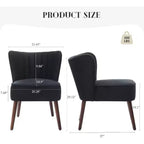 Fauteuil d'appoint moderne en velours sans accoudoirs, capacité de 136 kg avec pieds en bois pour salon, chambre et bureau (noir/vert/beige)