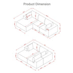 Canapé modulaire d'angle en velours côtelé 108.3 avec méridienne