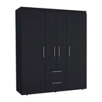 19.8 Armoire quatre portes moderne avec options de rangement multiples et accents métalliques