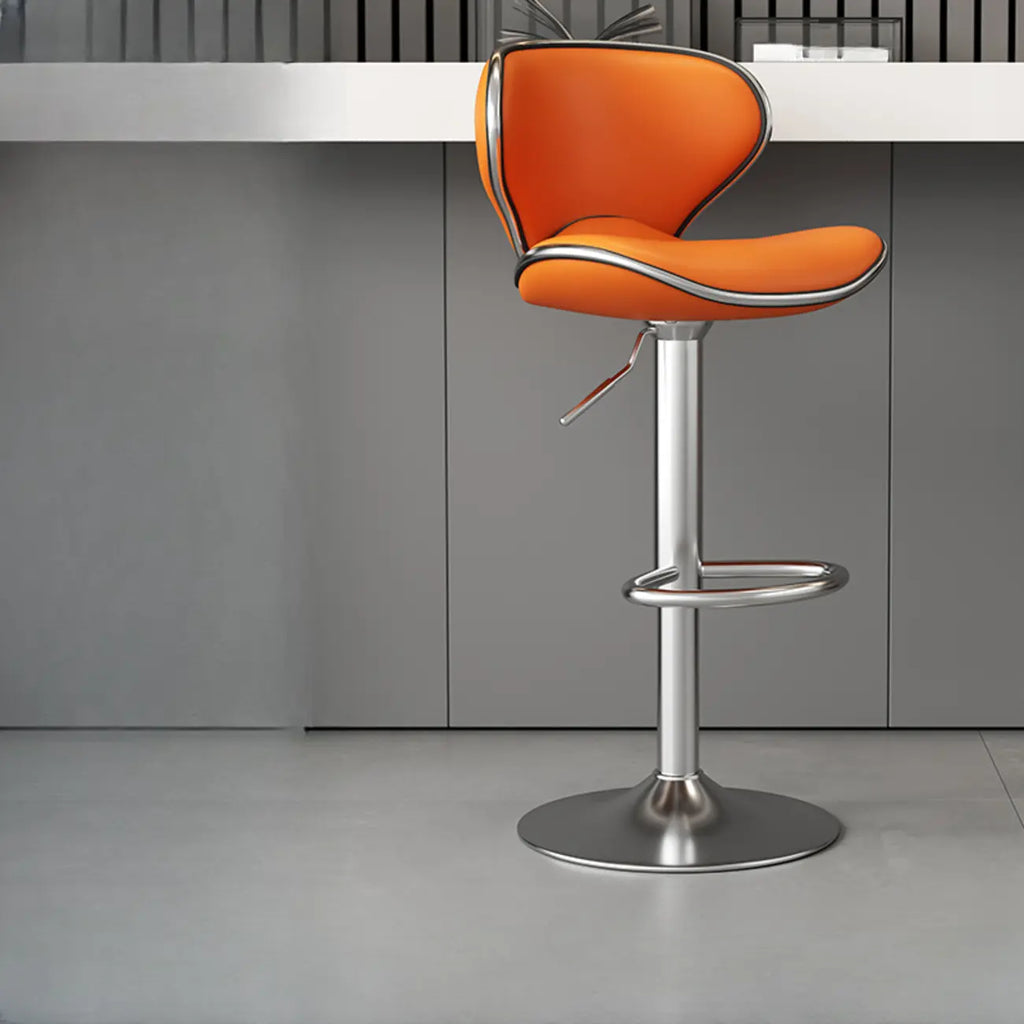 Tabouret de bar réglable pivotant à coussin en cuir