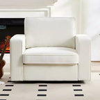 Mjkone Fauteuil pivotant moderne 360°, Fauteuil carré rembourré, Canapé simple confortable en chenille