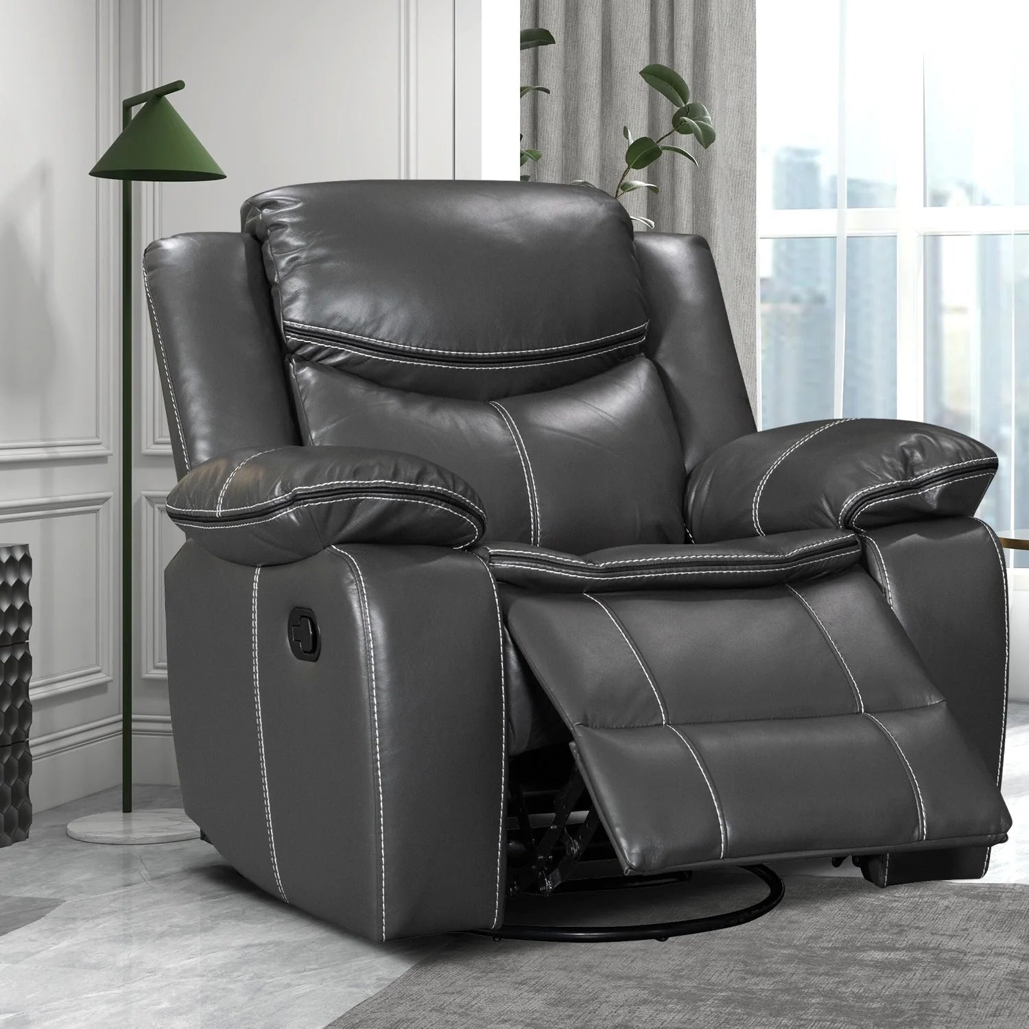 Fauteuil inclinable massant et chauffant en cuir, assise large et durable