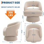 Fauteuil pivotant - Fauteuil moderne rembourré avec dossier rayé et rembourrage moelleux, chaise longue ronde pour salon, chambre à coucher (1 pièce)