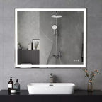 Miroir de courtoisie de salle de bain à LED 30x36 : montage mural, éclairage réglable, anti-buée, interrupteur tactile