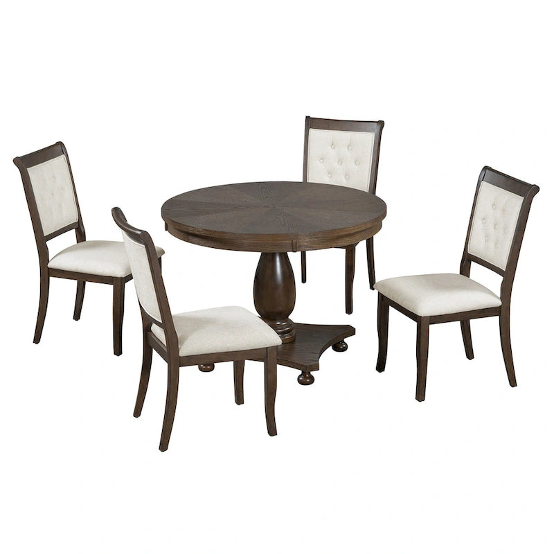 Ensembles de salle à manger 5 pièces Lak Retro avec chaises rembourrées par GDFStudio