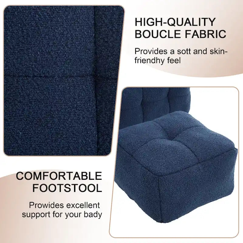 HOMEFUN Fauteuil d'appoint moderne capitonné en tissu bouclé avec ottoman