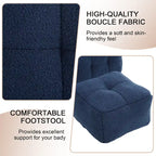 HOMEFUN Fauteuil d'appoint moderne capitonné en tissu bouclé avec ottoman