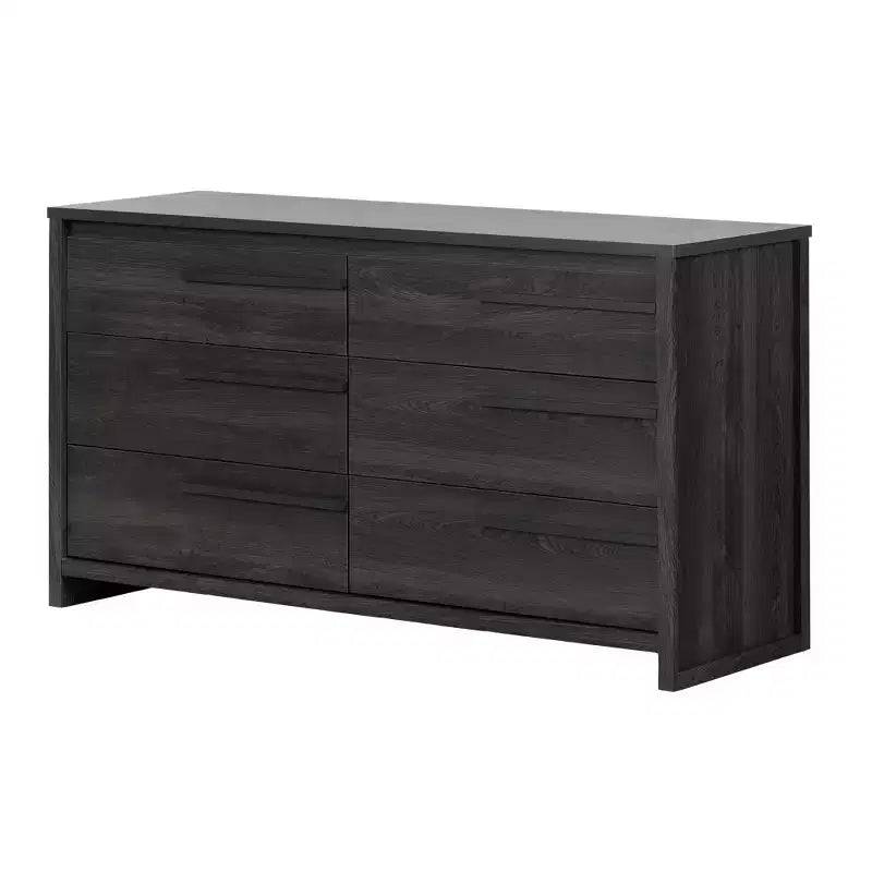 Commode double Tao 6 tiroirs pour enfants, gris chêne, de South Shore : Meuble de chambre moderne traditionnel, dispositif anti-basculement inclus